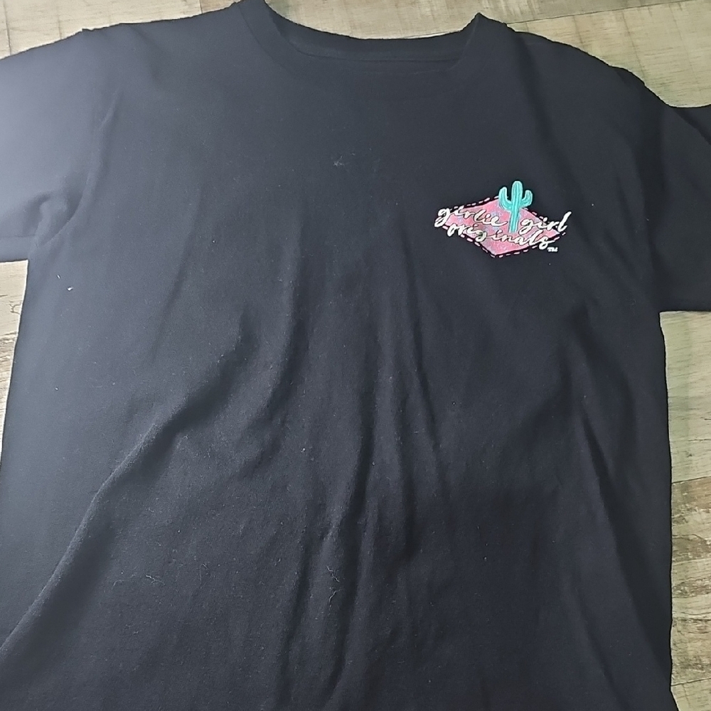 Kids Black Tee with Cactus Design